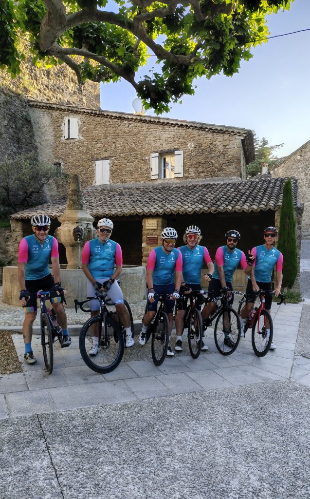 Vélo Ventoux guests preparing to ride to the Colnago GF Mont Ventoux start