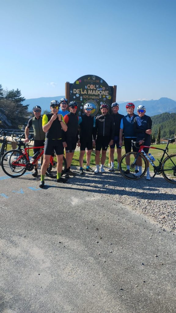 Cyclists on the Col de la Madone on the Riviera